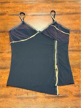 Vintage Y2K Embellished Sequin Lace Camisole  Tank Top - Made in Italy - Size 2